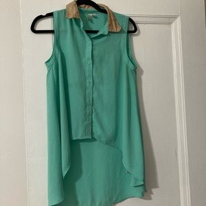 2/$13 Forever 21 Mint Green Hi low Blouse